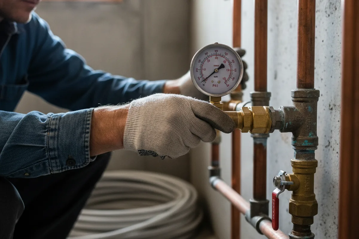 Pressure testing a repaired line during Water Line Repair in Sumner